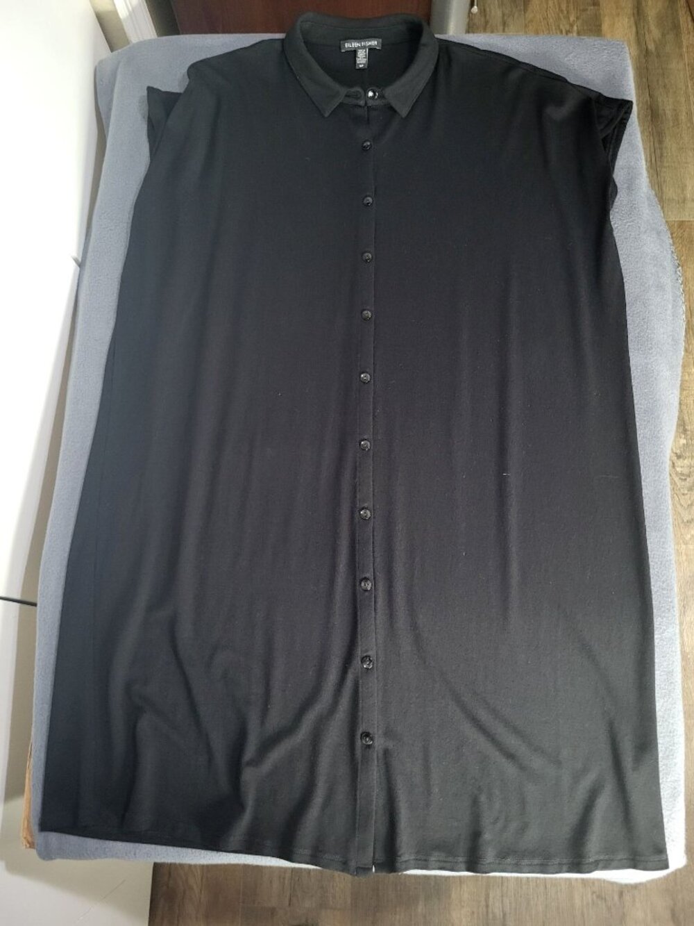 Eileen Fisher Women's S Shirt Dress Tunic Collar Button Up Lagenlook Minimalist - Picture 8 of 9